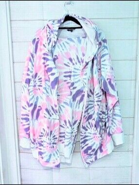 George Pastel Tie-Dye 2 Piece Sweatsuir in Pink & Lavender Top 2X Bottom 3X
